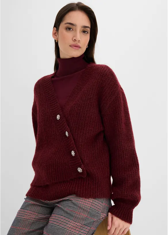 Grovstrikket cardigan i myk garnmiks med ull, bonprix