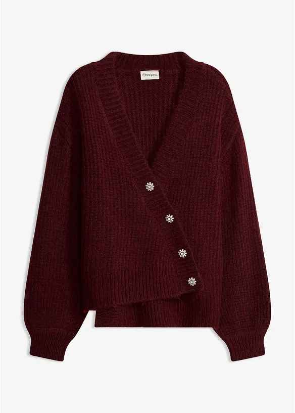 Grovstrikket cardigan i myk garnmiks med ull, bonprix