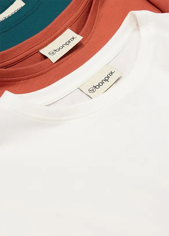 Langermet topp med &oslash;kologisk bomull (3-pack), bonprix