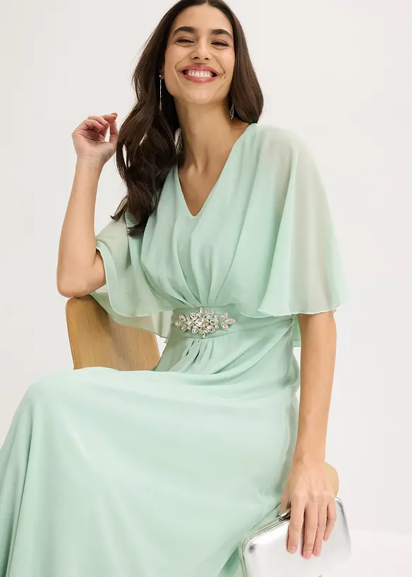 Chiffonkjole med strasspynt, bonprix