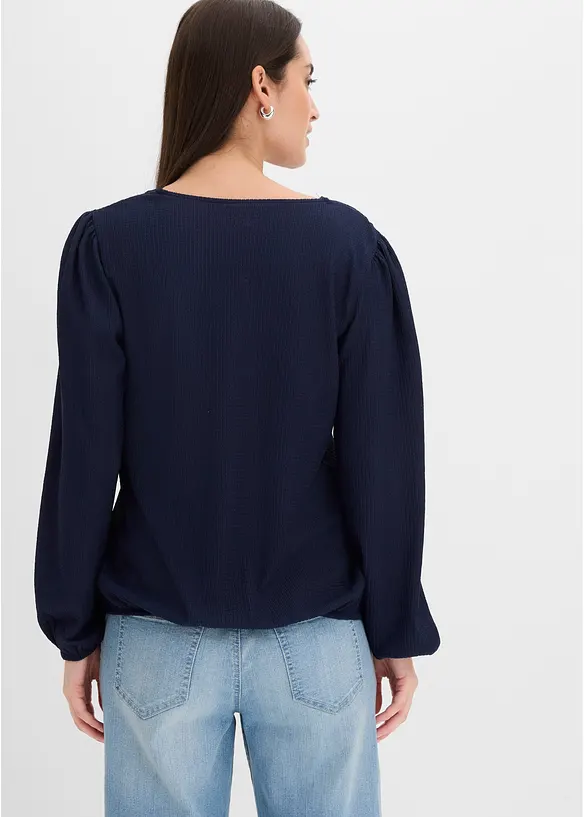 Langermet topp med blonde, bonprix