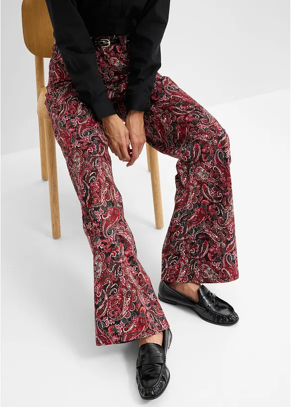 Wide Leg-stretchbukse med bomull, bonprix