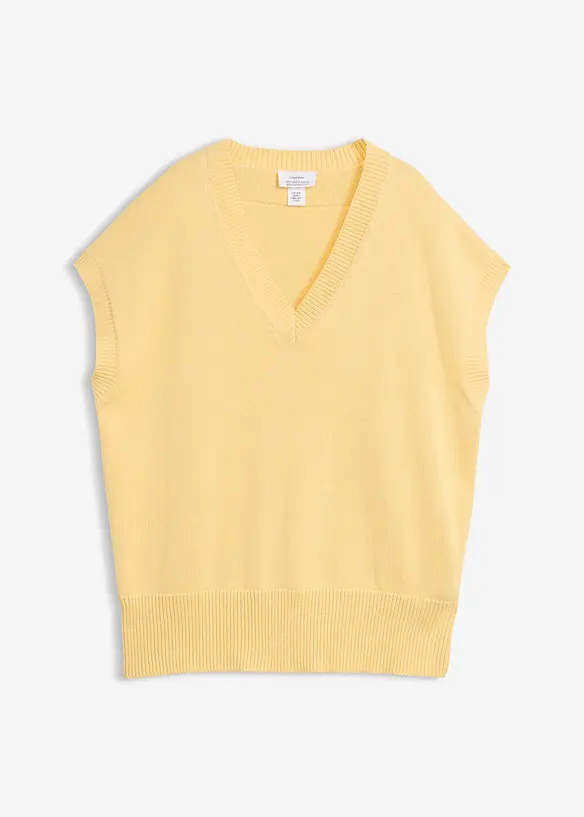 Strikkevest i 100% &oslash;kologisk bomull, bonprix