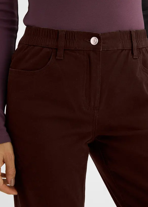 High waist twillbukse i bomullsmiks, bonprix