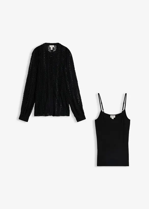 Jerseybluse med singlet (2-delt sett), bonprix