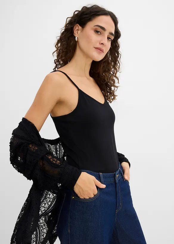 Jerseybluse med singlet (2-delt sett), bonprix