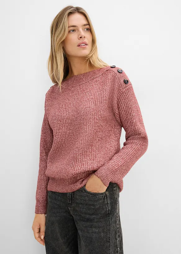 Oversized genser med knapper, bonprix