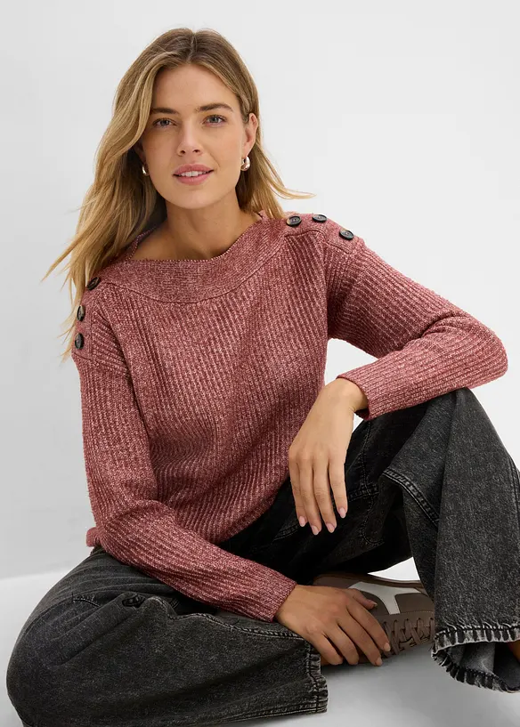 Oversized genser med knapper, bonprix
