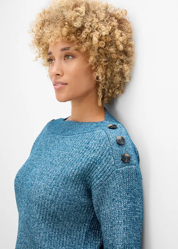 Oversized genser med knapper, bonprix