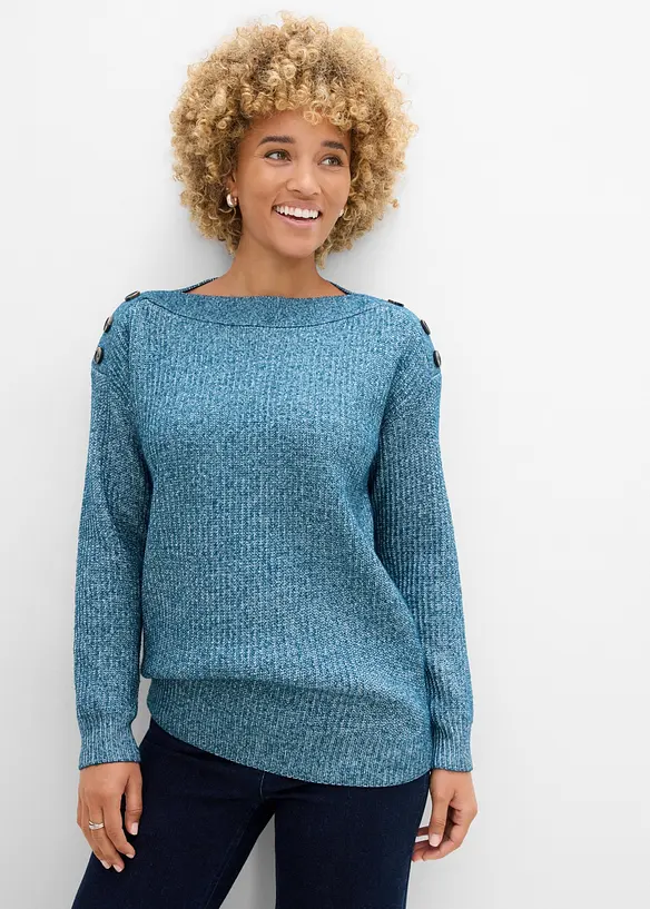 Oversized genser med knapper, bonprix