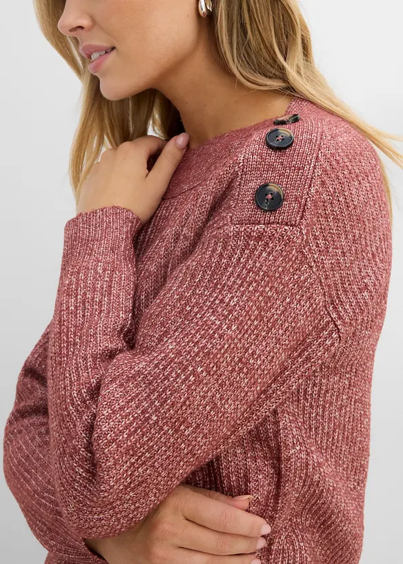 Oversized genser med knapper, bonprix