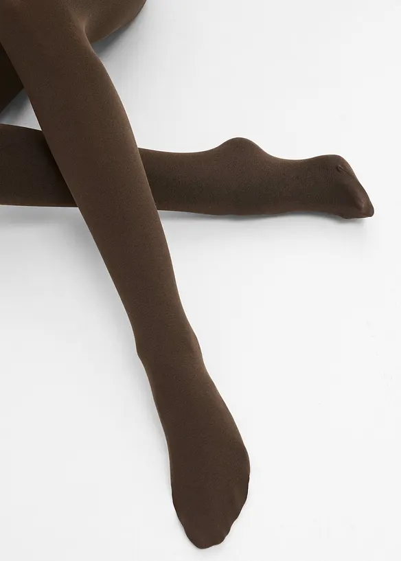 Varmende str&oslash;mpebukse med myk fleece 140 DEN (2-pack), bonprix