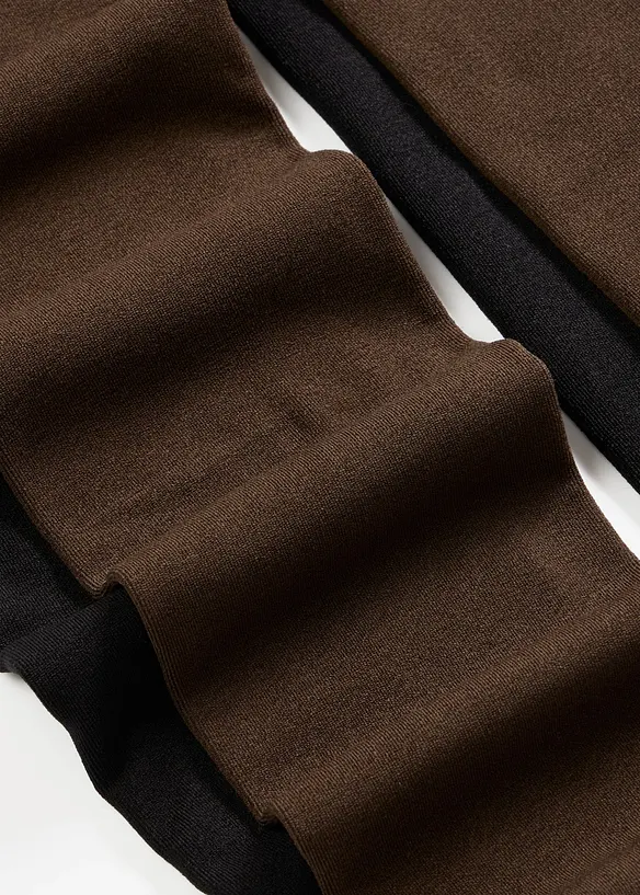 Varmende str&oslash;mpebukse med myk fleece 140 DEN (2-pack), bonprix