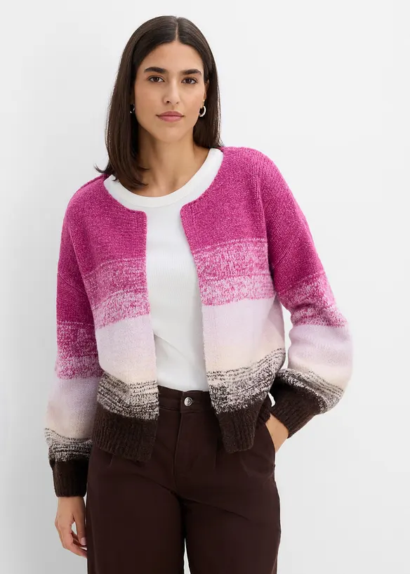 Grovstrikket cardigan i myk garnmiks med ull, bonprix