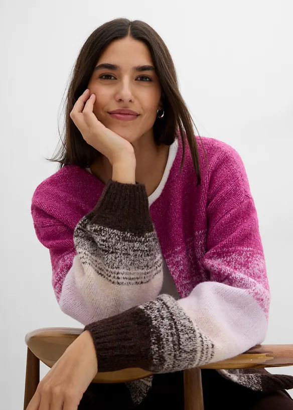 Grovstrikket cardigan i myk garnmiks med ull, bonprix