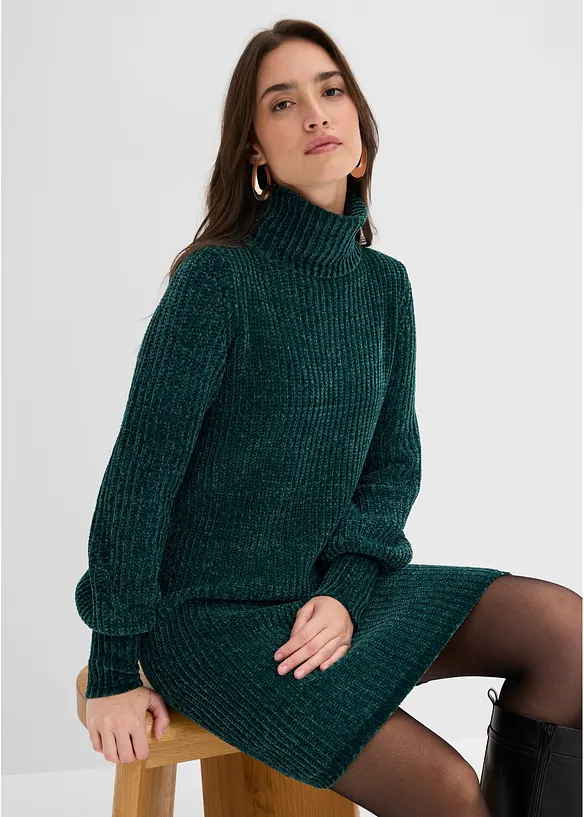Strikket kjole i chenille av resirkulert polyester, bonprix