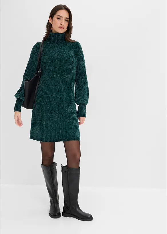 Strikket kjole i chenille av resirkulert polyester, bonprix