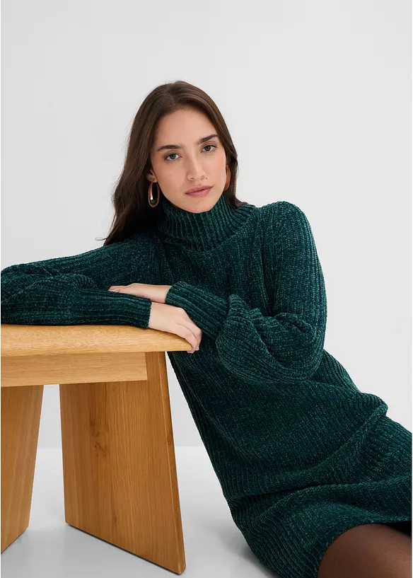Strikket kjole i chenille av resirkulert polyester, bonprix