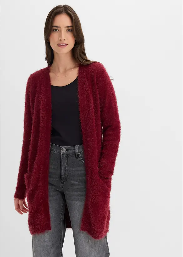 Lang strikkejakke i  fluffy stil, bonprix