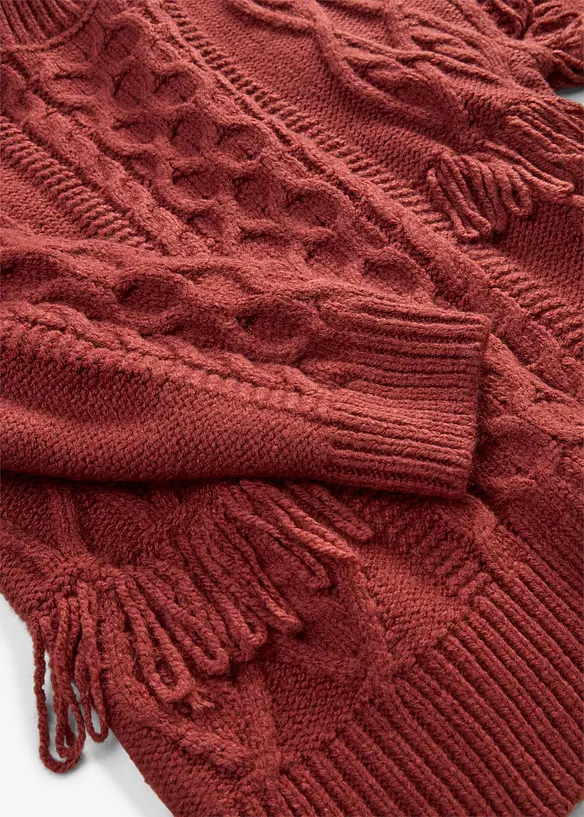 Oversized genser med frynser, bonprix