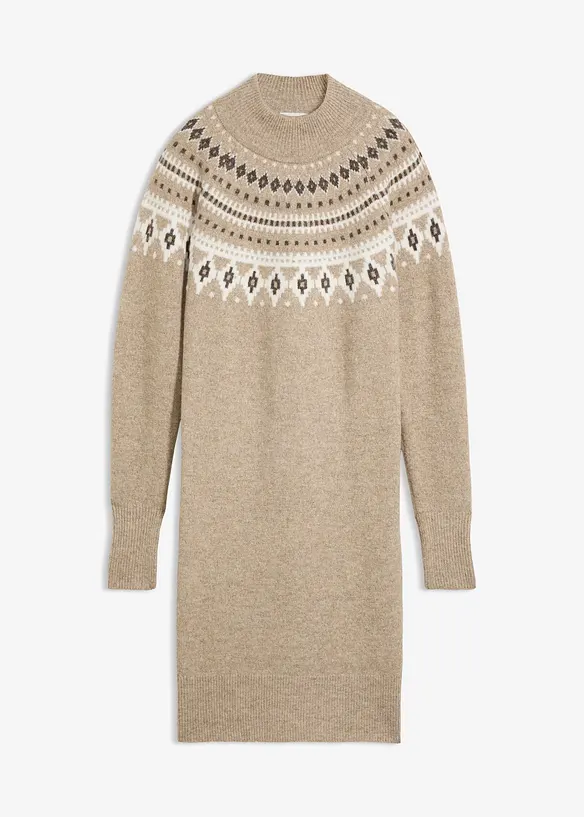 Strikket kjole med kofteinspirert m&oslash;nster, bonprix