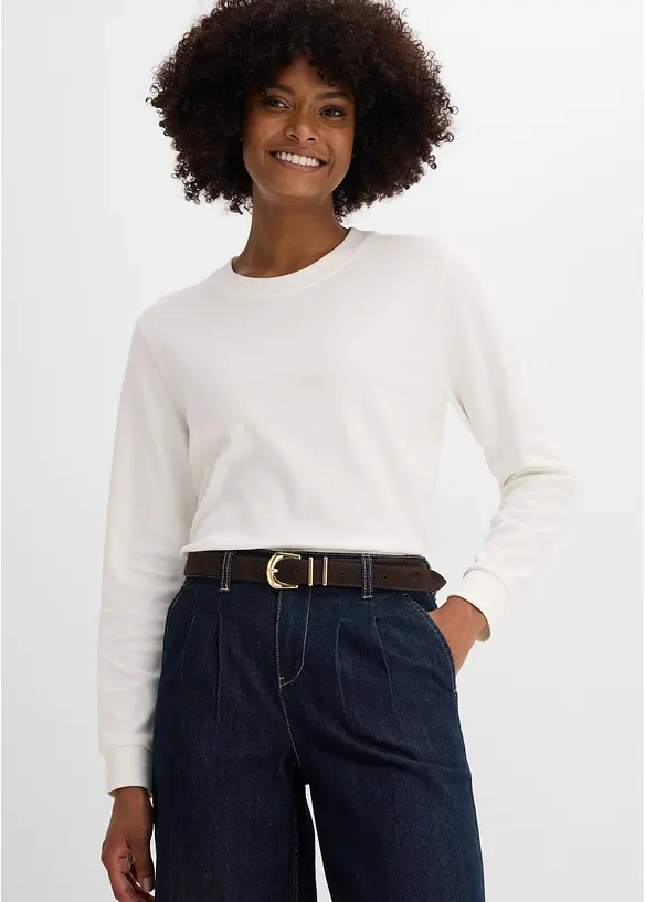 Skinnbelte med glansfull metallspenne, bonprix