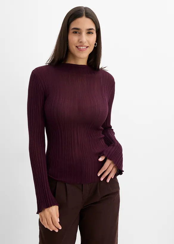 Halvtransparent, strikket topp, bonprix
