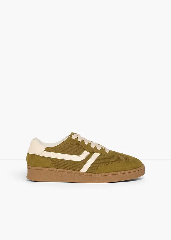 Sneakers med detaljer i kordfl&oslash;yel, bonprix