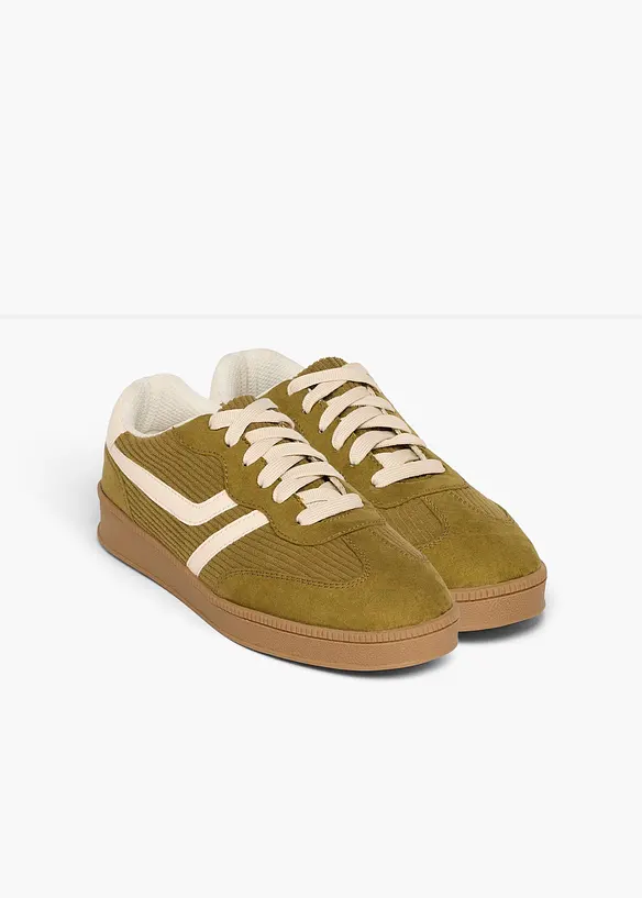 Sneakers med detaljer i kordfl&oslash;yel, bonprix