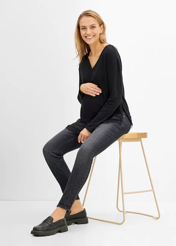 Elastiske mama jeans med &oslash;kologisk bomull, skinny, bonprix