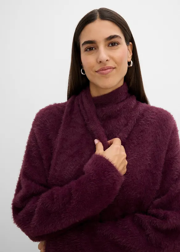 Oversized genser med skjerf, bonprix