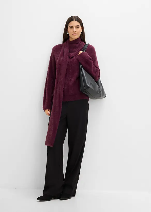 Oversized genser med skjerf, bonprix
