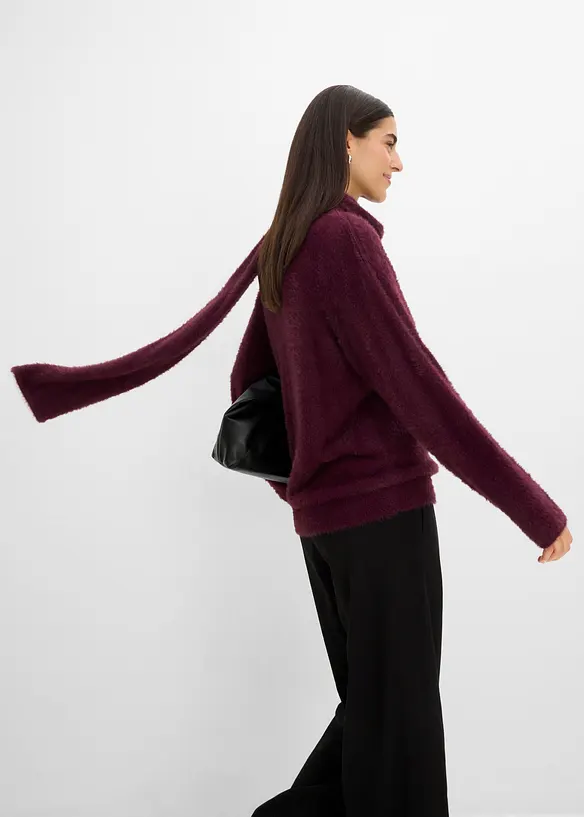 Oversized genser med skjerf, bonprix