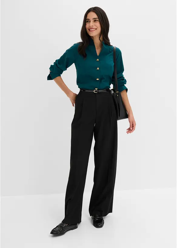 Strykefri bluse i stretchy poplin, bonprix