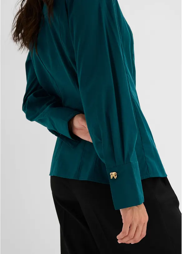 Strykefri bluse i stretchy poplin, bonprix