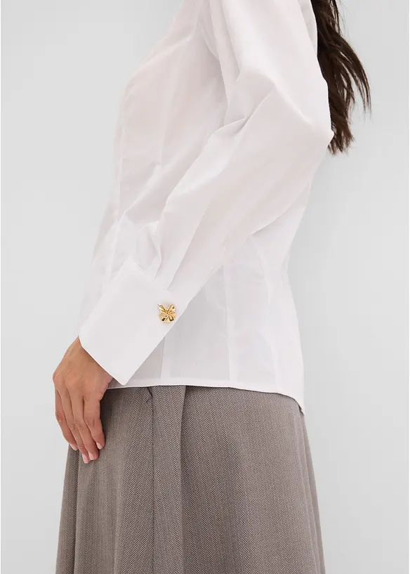 Strykefri bluse i stretchy poplin, bonprix