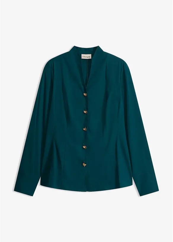 Strykefri bluse i stretchy poplin, bonprix
