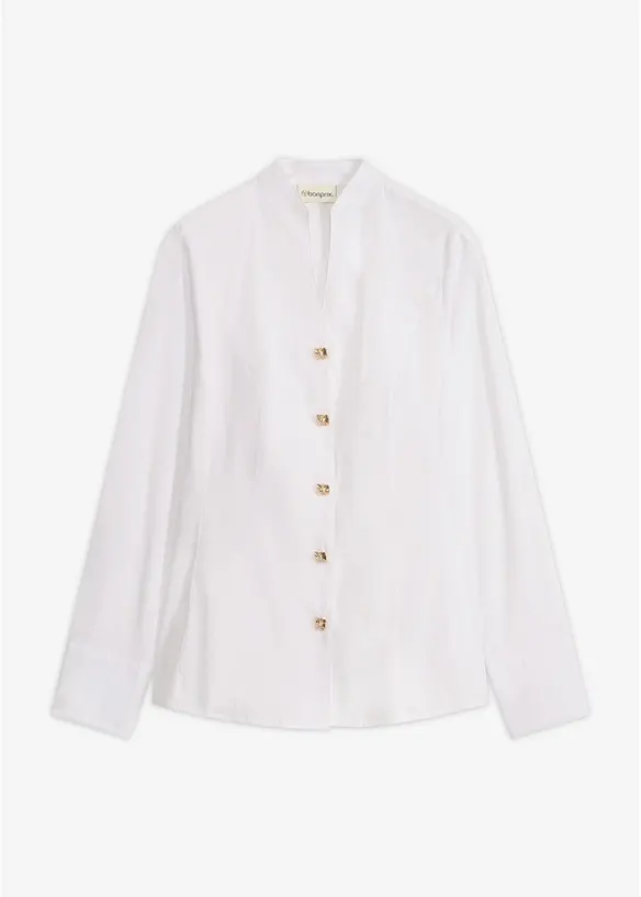 Strykefri bluse i stretchy poplin, bonprix