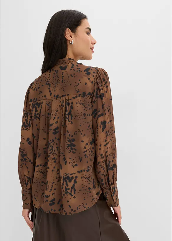 Chiffonbluse med st&aring;krage, bonprix