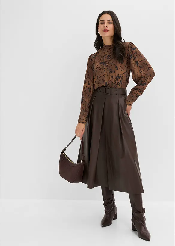 Chiffonbluse med st&aring;krage, bonprix