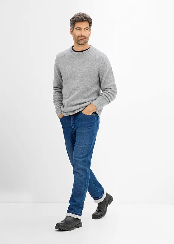 Classic fit jeans med varmende jerseyf&ocirc;r, straight, bonprix