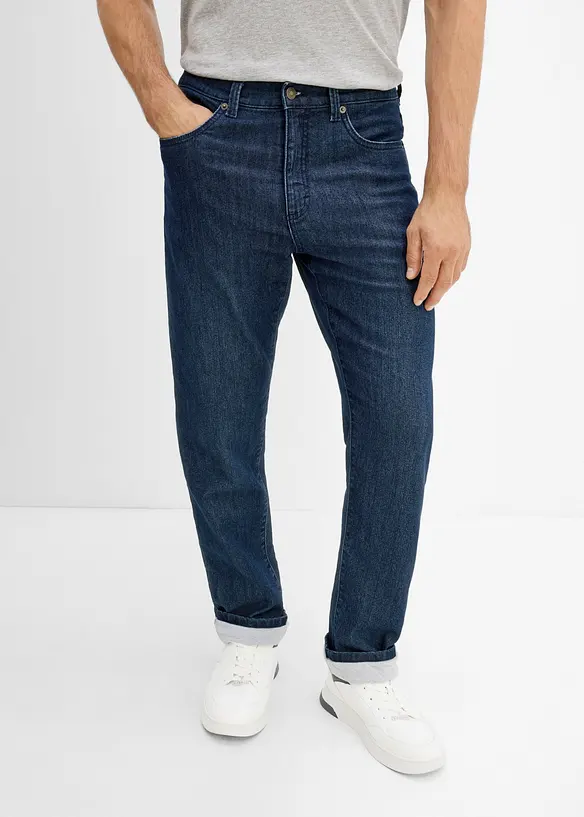 Classic fit jeans med varmende jerseyf&ocirc;r, straight, bonprix