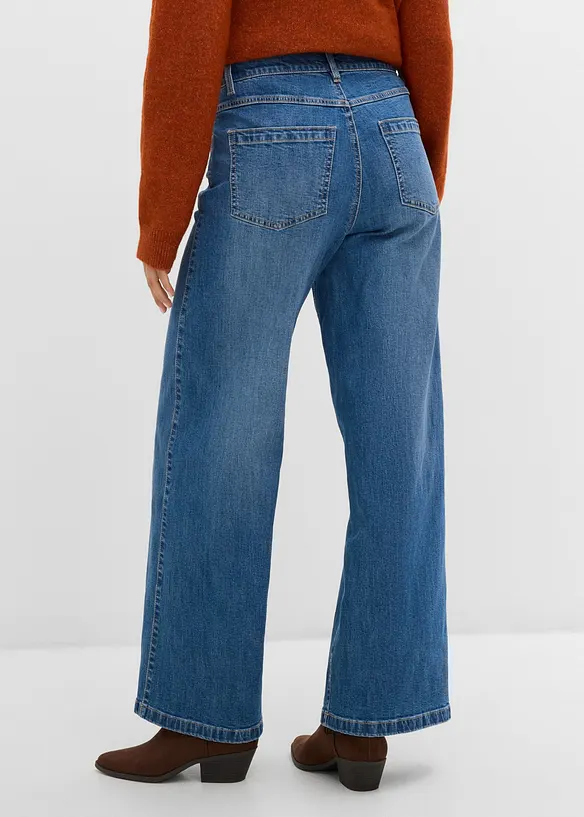 Wide leg jeans med s&oslash;mdetaljer, bonprix