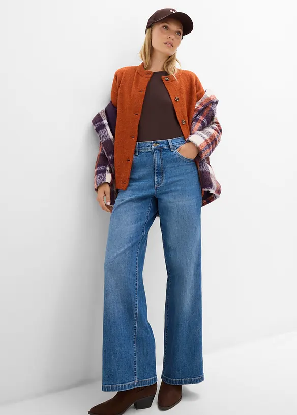 Wide leg jeans med s&oslash;mdetaljer, bonprix