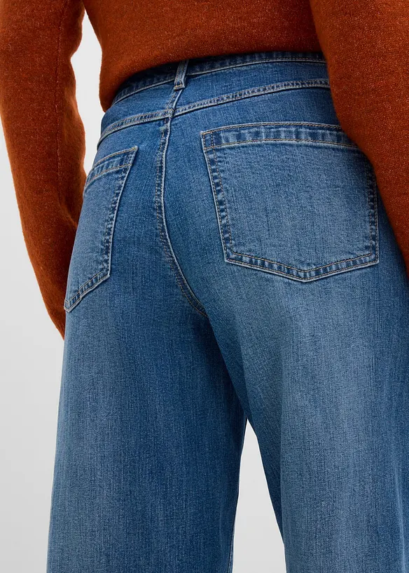Wide leg jeans med s&oslash;mdetaljer, bonprix