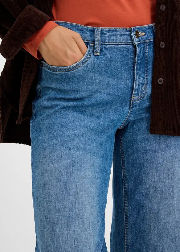 Wide leg jeans med oppbrett, bonprix