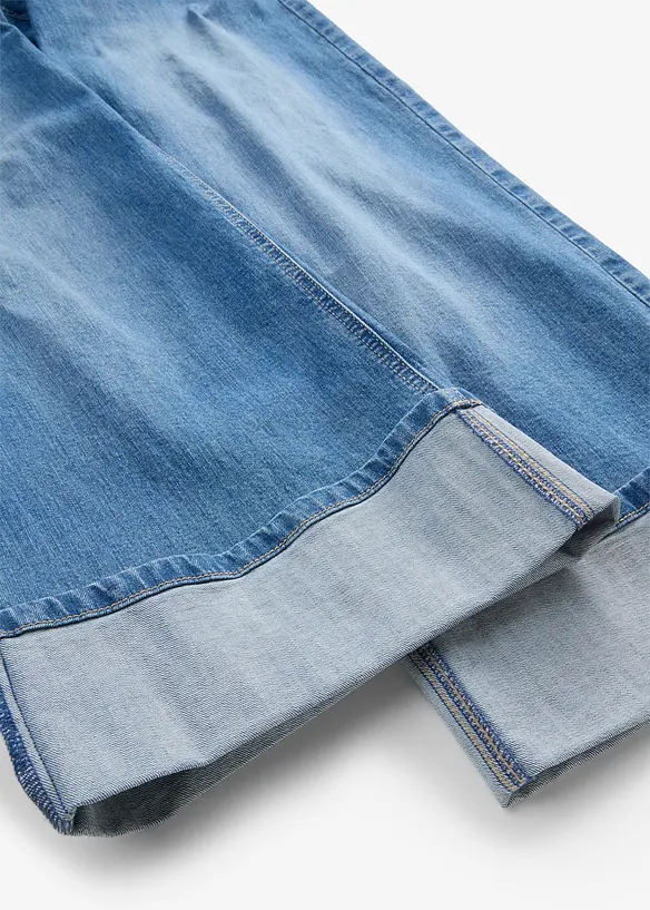 Wide leg jeans med oppbrett, bonprix