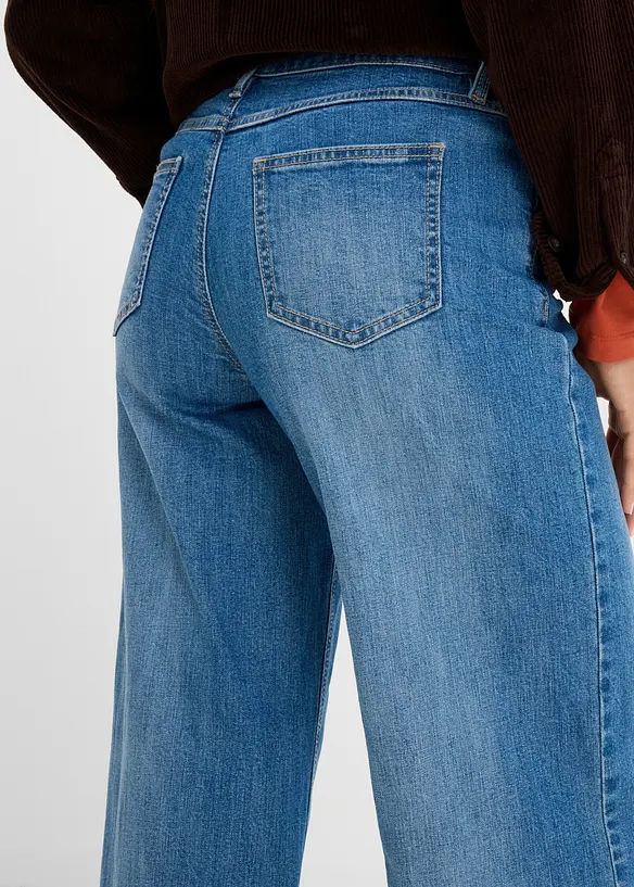 Wide leg jeans med oppbrett, bonprix