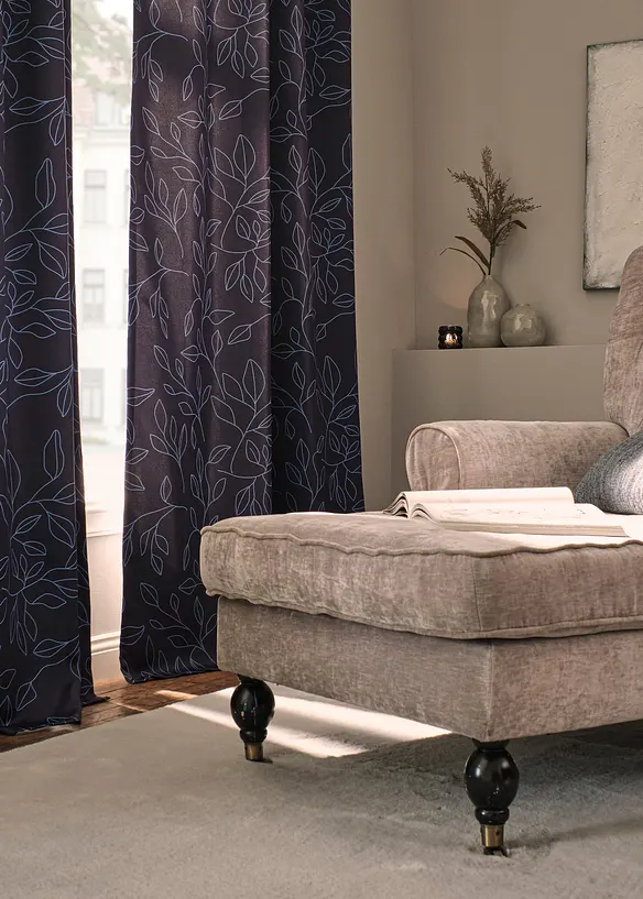 M&oslash;rkleggingsgardin med resirkulert polyester (1-pack), bonprix
