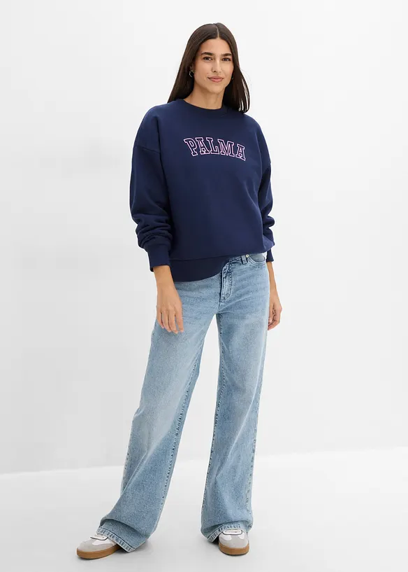 Oversized sweatshirt i bomullsmiks, bonprix